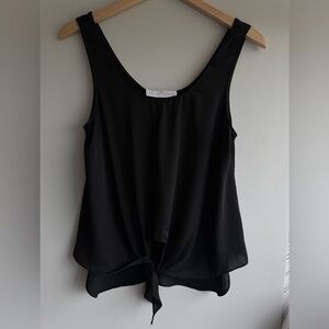 AMANDA UPRICHARD Black Sleeveless Front-Tie Top | Scoop Neck Tank Blouse Medium